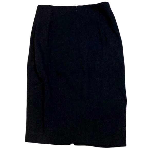 Vintage Escada Blk Wool Crepe Ruched Zipper Front Pencil Skirt - Sz 4 - Picture 2 of 7